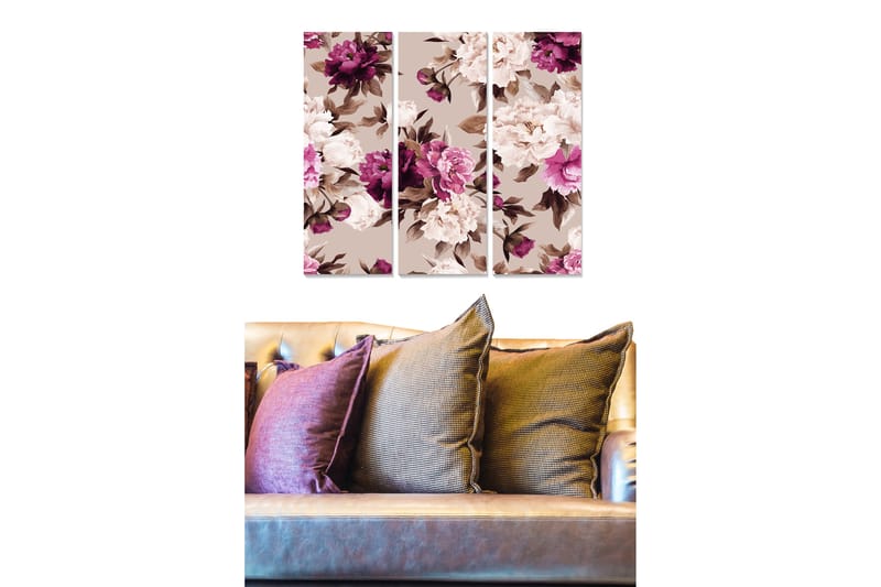 Canvasbilde Floral 3-pk flerfarget - 22x05 cm - Innredning - Bilder & kunst - Lerretsbilder
