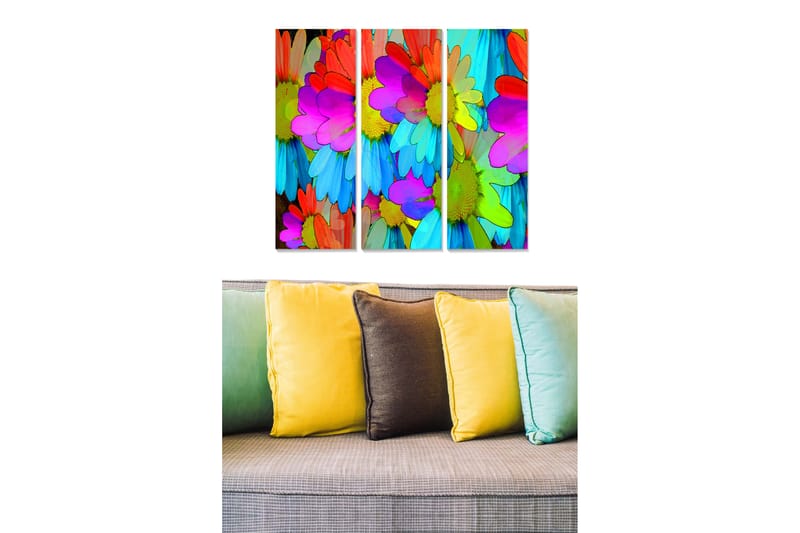 Canvasbilde Floral 3-pk flerfarget - 22x05 cm - Innredning - Bilder & kunst - Lerretsbilder