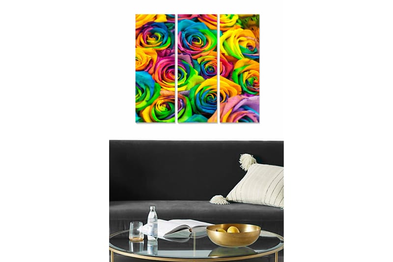 Canvasbilde Floral 3-pk flerfarget - 22x05 cm - Innredning - Bilder & kunst - Lerretsbilder