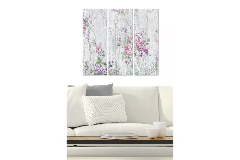 Canvasbilde Floral 3-pk flerfarget - 22x05 cm - Innredning - Bilder & kunst - Lerretsbilder