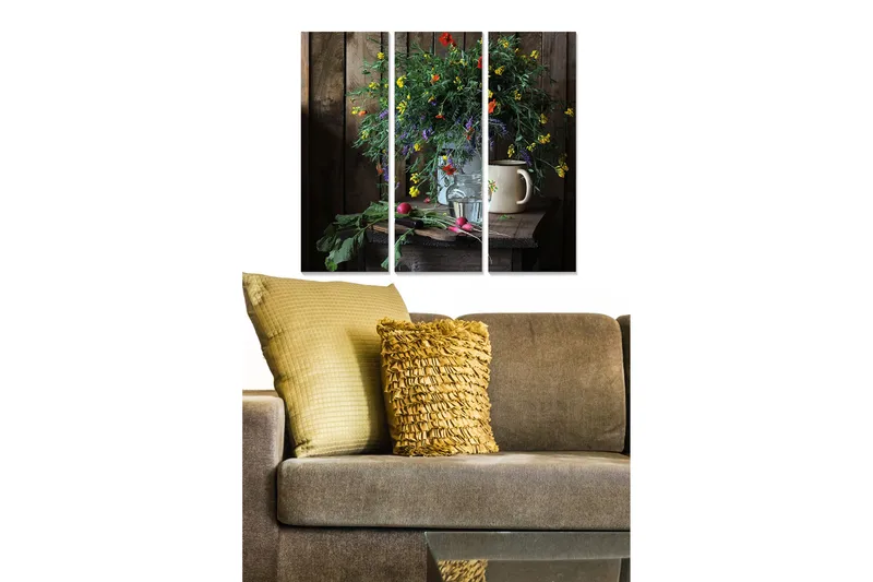 Canvasbilde Floral 3-pk flerfarget, 22x05 cm