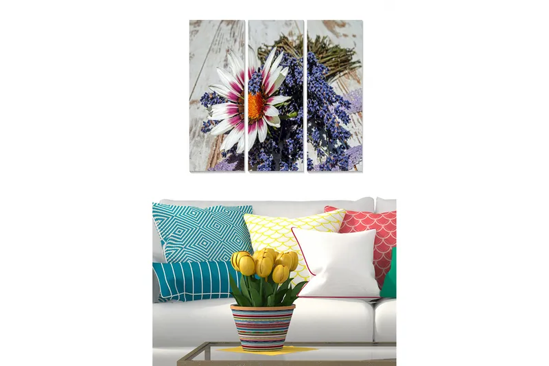 Canvasbilde Floral 3-pk flerfarget, 22x05 cm