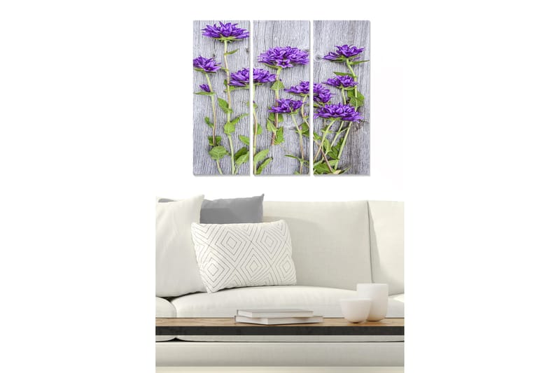 Canvasbilde Floral 3-pk flerfarget - 22x05 cm - Innredning - Bilder & kunst - Lerretsbilder