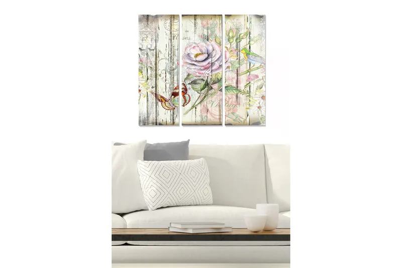 Canvasbilde Floral 3-pk flerfarget, 22x05 cm