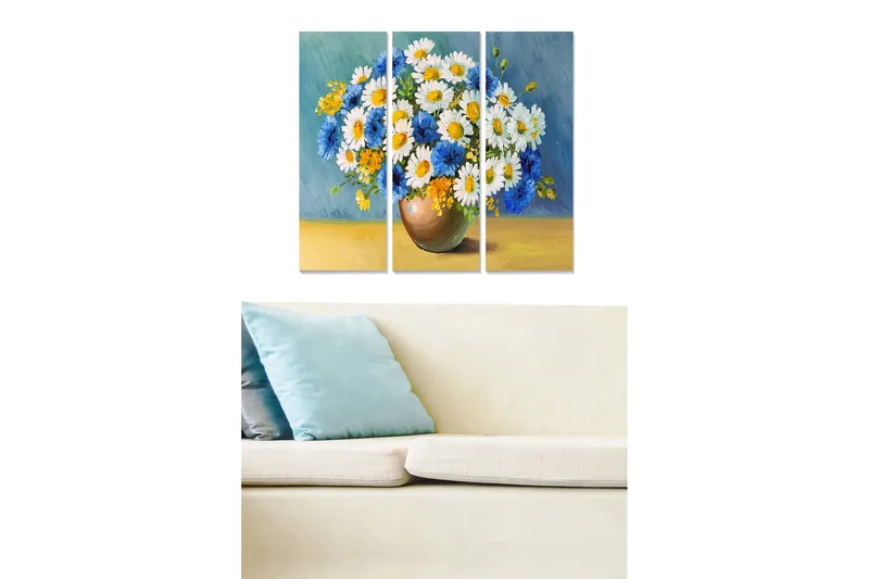 Canvasbilde Floral 3-pk flerfarget - 22x05 cm - Innredning - Bilder & kunst - Lerretsbilder