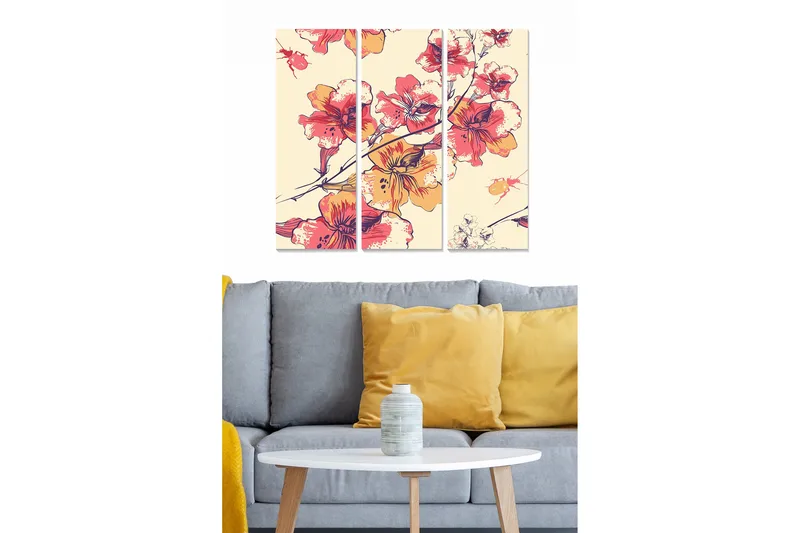 Canvasbilde Floral 3-pk flerfarget, 22x05 cm