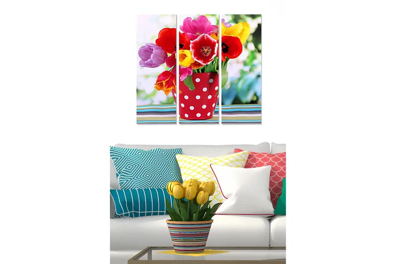 Canvasbilde Floral 3-pk flerfarget - 22x05 cm - Innredning - Bilder & kunst - Lerretsbilder