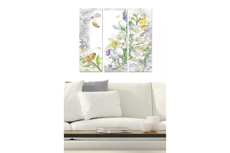 Canvasbilde Floral 3-pk flerfarget, 22x05 cm