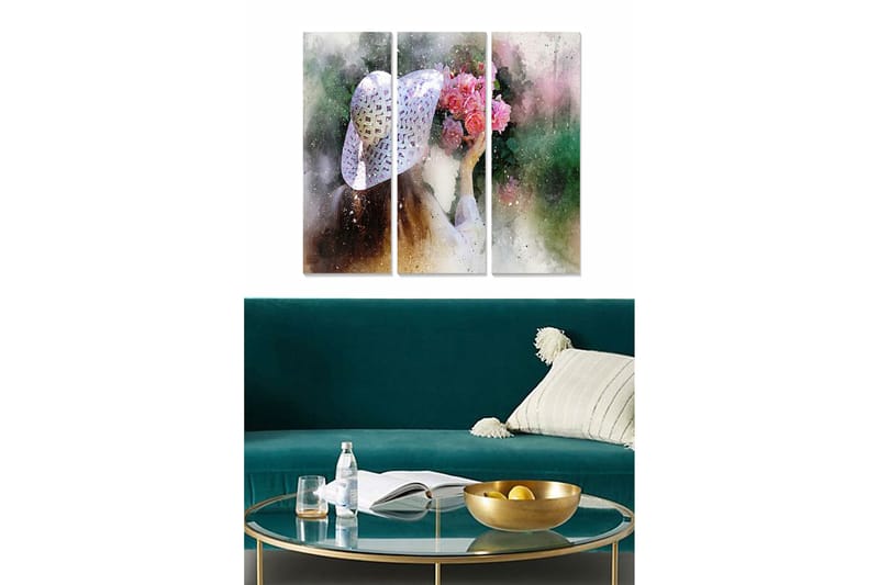 Canvasbilde Floral 3-pk flerfarget, 22x05 cm