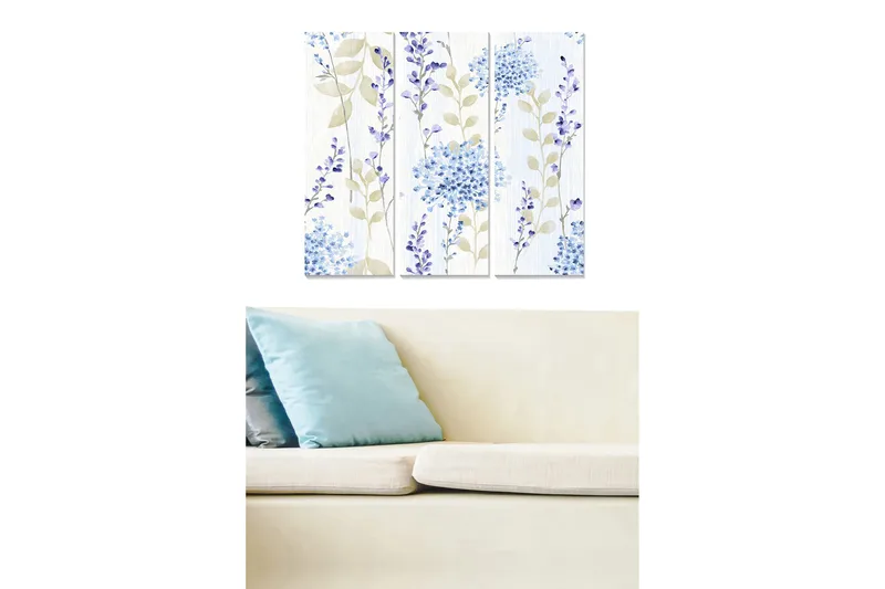 Canvasbilde Floral 3-pk flerfarget, 22x05 cm