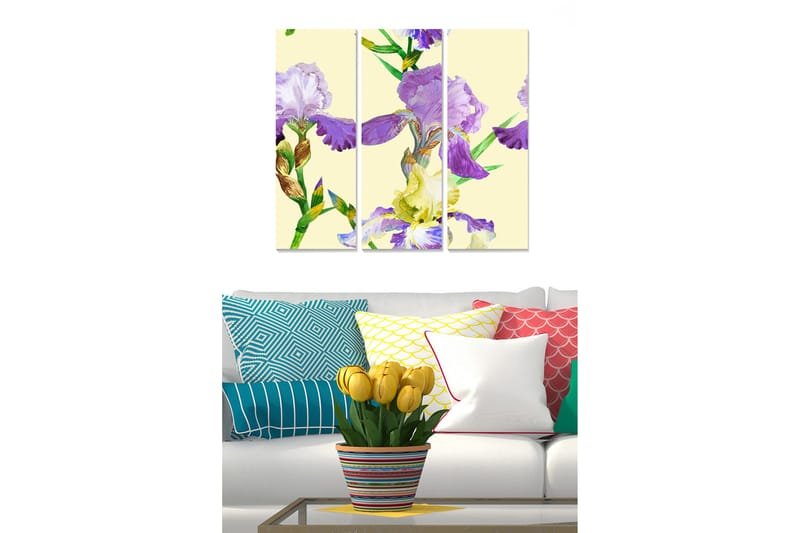 Canvasbilde Floral 3-pk flerfarget, 22x05 cm