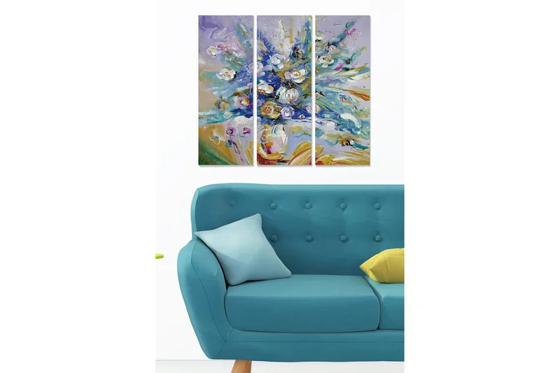 Canvasbilde Floral 3-pk flerfarget, 22x05 cm