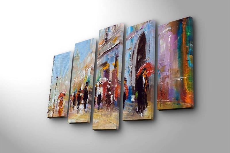 Canvasbilde Floral 5-pk flerfarget - 11x96 cm - Innredning - Bilder & kunst - Lerretsbilder