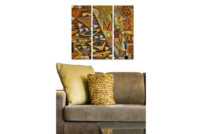 Canvasbilde Geometric 3-pk Flerfarget, 22x05 cm