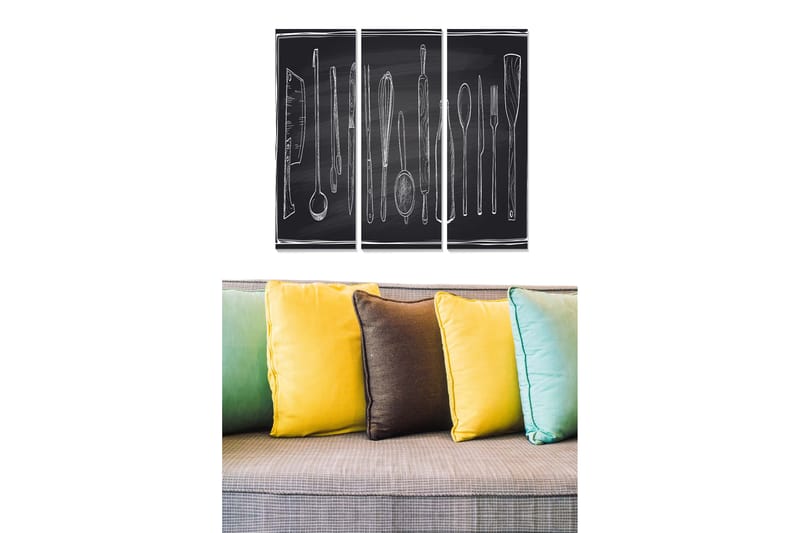 Canvasbilde Kitchen 3-pk Flerfarget - 22x05 cm - Innredning - Bilder & kunst - Lerretsbilder