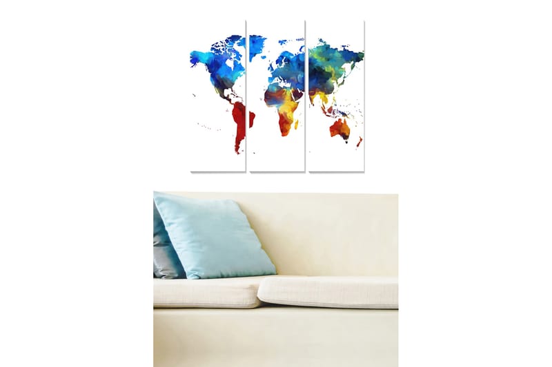 Canvasbilde Map 3-pk flerfarget - 22x05 cm - Innredning - Bilder & kunst - Lerretsbilder