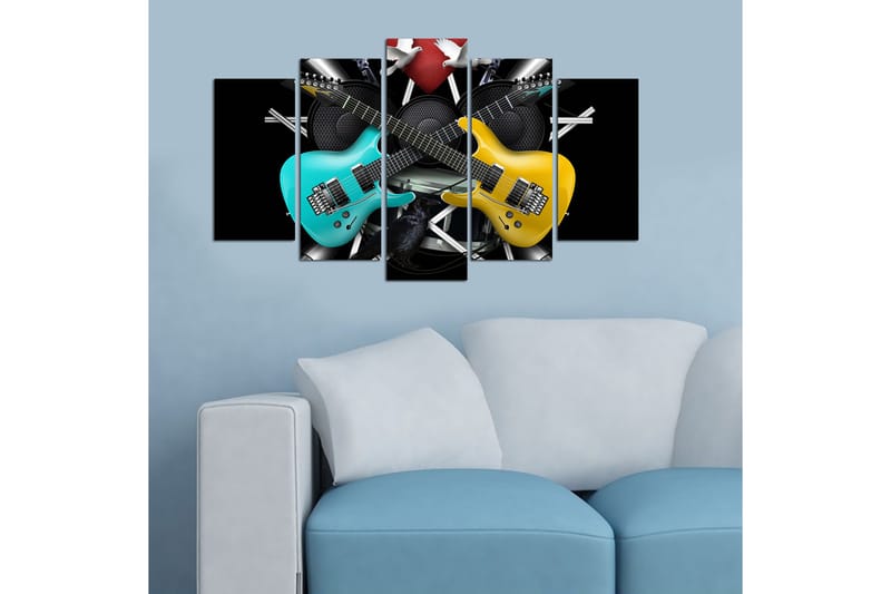 Canvasbilde Music 5-pk Flerfarget - 22x06 cm - Innredning - Bilder & kunst - Lerretsbilder