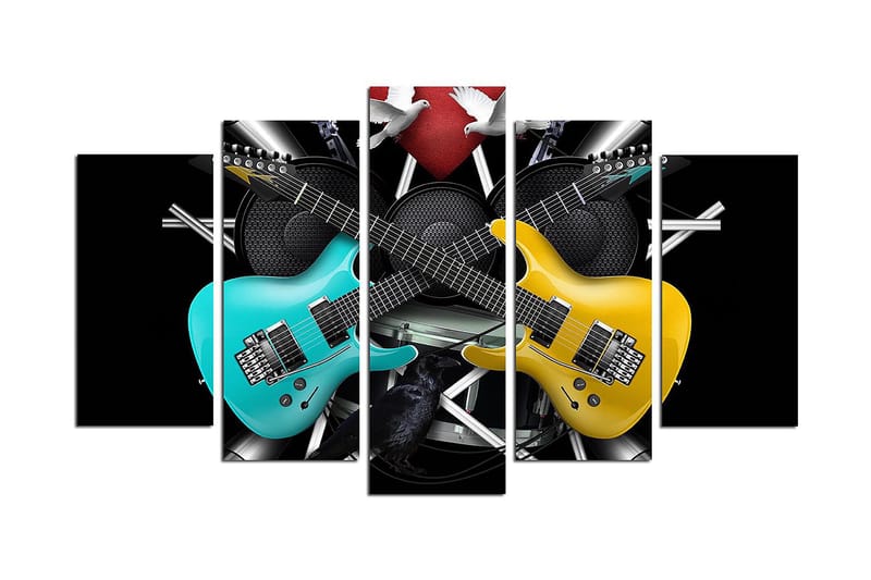Canvasbilde Music 5-pk Flerfarget, 22x06 cm