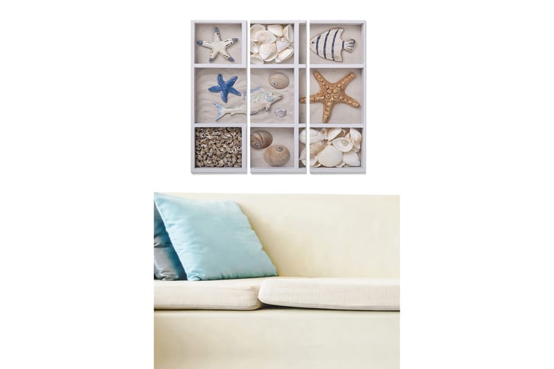 Canvasbilde Nautical 3-pk Flerfarget - 22x05 cm - Innredning - Bilder & kunst - Lerretsbilder