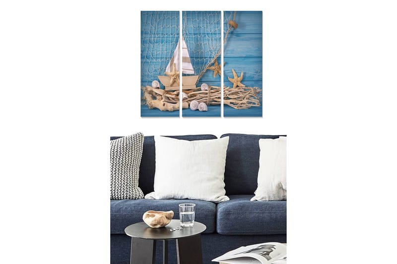 Canvasbilde Nautical 3-pk Flerfarget, 22x05 cm