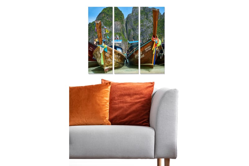 Canvasbilde Scenic 3-pk flerfarget - 22x05 cm - Innredning - Bilder & kunst - Lerretsbilder