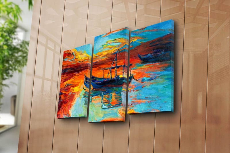 Canvasbilde Scenic 3-pk flerfarget - 22x03 cm - Innredning - Bilder & kunst - Lerretsbilder