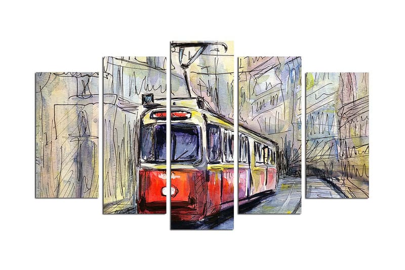 Canvasbilde Vehicles 5-pk Flerfarget - 22x06 cm - Innredning - Bilder & kunst - Lerretsbilder