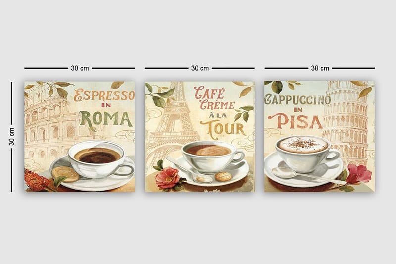 Canvasbilde VP Italy 3-pk Flerfarget - 33x03 cm - Innredning - Bilder & kunst - Lerretsbilder