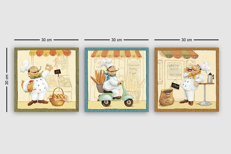 Canvasbilde VP Italy 3-pk Flerfarget - 33x03 cm - Innredning - Bilder & kunst - Lerretsbilder