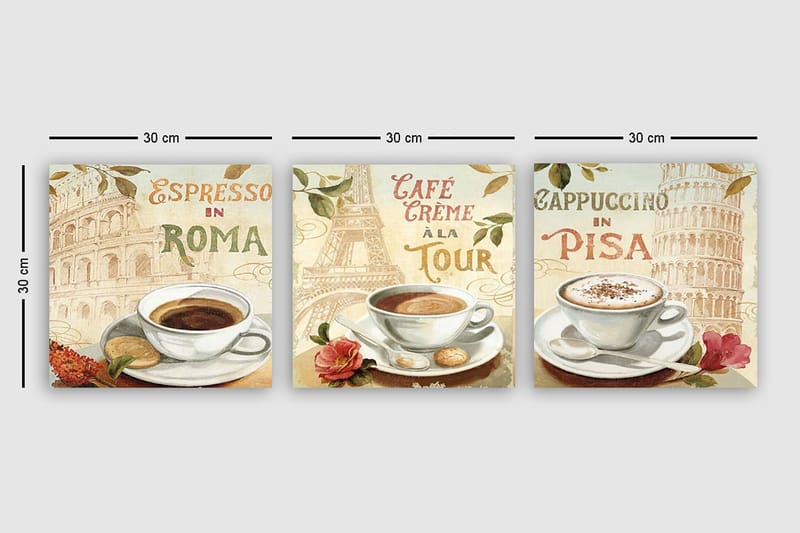 Canvasbilde VP Italy 3-pk Flerfarget - 33x03 cm - Innredning - Bilder & kunst - Lerretsbilder