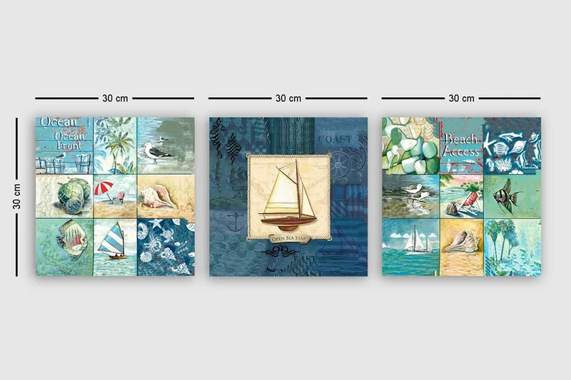 Canvasbilde VP Italy 3-pk Flerfarget - 30x30 cm - Innredning - Bilder & kunst - Lerretsbilder