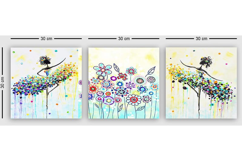 Decorative Canvas Painting (3 Pieces) 30x30 - Innredning - Bilder & kunst - Lerretsbilder