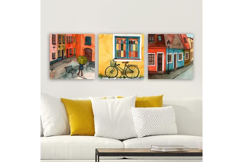 Decorative Canvas Painting (3 Pieces) 30x30 - Innredning - Bilder & kunst - Lerretsbilder
