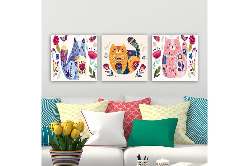 Decorative Canvas Painting (3 Pieces) 30x30 - Innredning - Bilder & kunst - Lerretsbilder