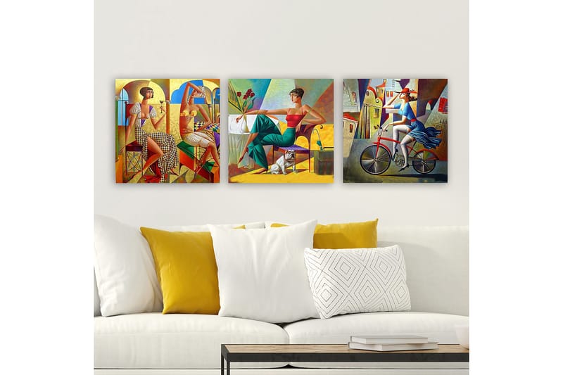 Decorative Canvas Painting (3 Pieces) 30x30 - Innredning - Bilder & kunst - Lerretsbilder
