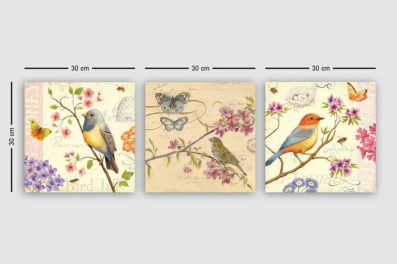 Decorative Canvas Painting (3 Pieces) 30x30 - Innredning - Bilder & kunst - Lerretsbilder