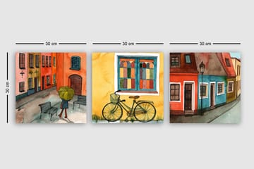 Decorative Canvas Painting (3 Pieces) 30x30 - Innredning - Bilder & kunst - Lerretsbilder