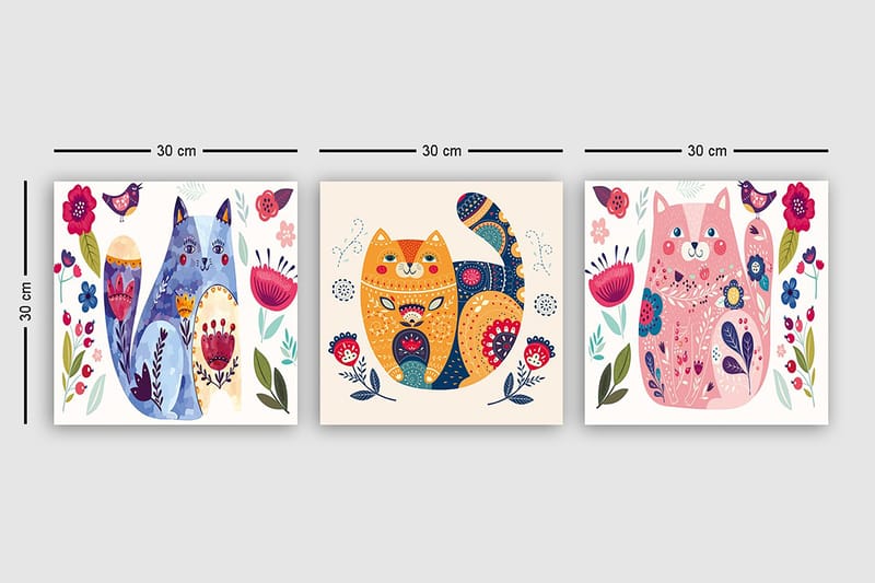 Decorative Canvas Painting (3 Pieces) 30x30 - Innredning - Bilder & kunst - Lerretsbilder