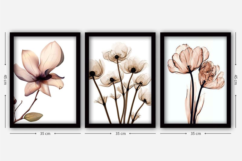 Decorative Framed Painting (3 Pieces) 35x45 - Innredning - Bilder & kunst - Lerretsbilder