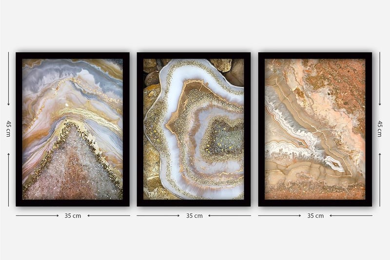 Decorative Framed Painting (3 Pieces) 35x45 - Innredning - Bilder & kunst - Lerretsbilder