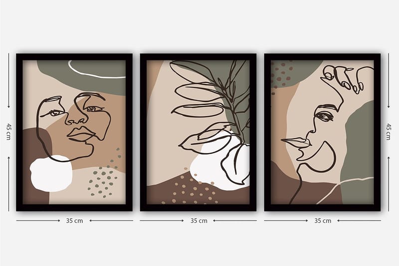 Decorative Framed Painting (3 Pieces) 35x45 - Innredning - Bilder & kunst - Lerretsbilder