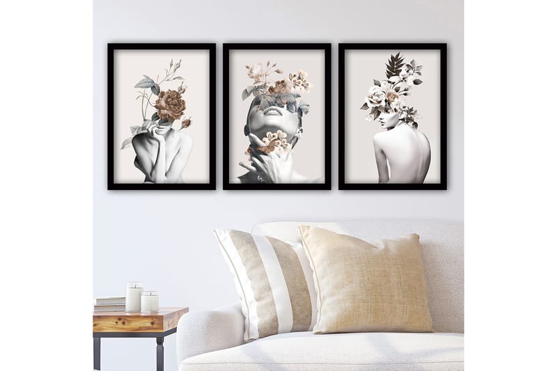 Decorative Framed Painting (3 Pieces) 35x45 - Innredning - Bilder & kunst - Lerretsbilder
