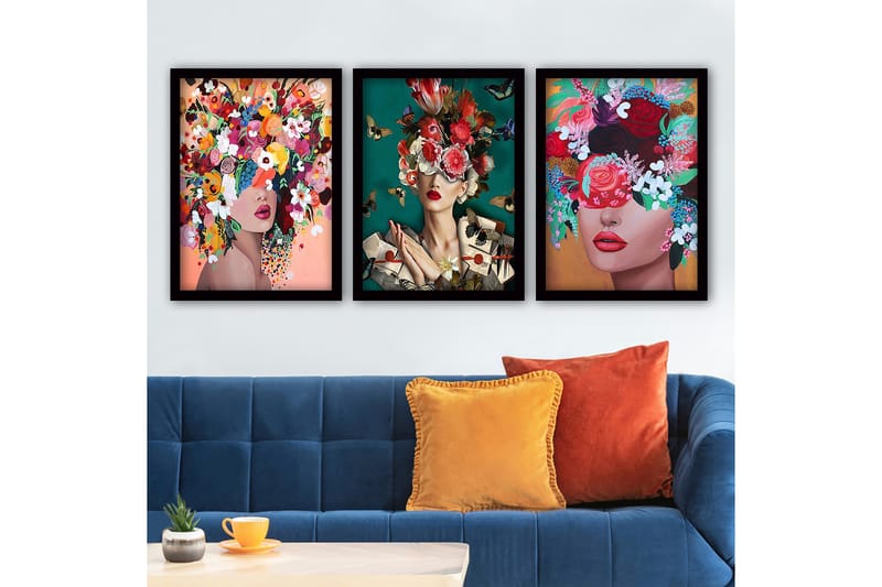Decorative Framed Painting (3 Pieces) 35x45 - Innredning - Bilder & kunst - Lerretsbilder