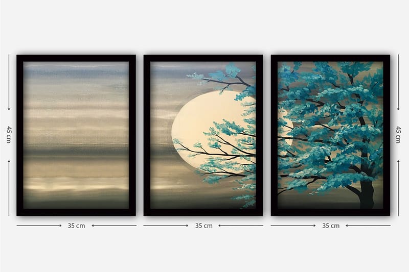 Decorative Framed Painting (3 Pieces) 35x45 - Innredning - Bilder & kunst - Lerretsbilder