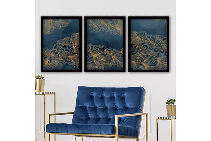 Decorative Framed Painting (3 Pieces) 35x45 - Innredning - Bilder & kunst - Lerretsbilder