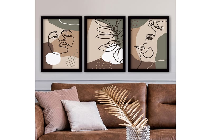 Decorative Framed Painting (3 Pieces) 35x45 - Innredning - Bilder & kunst - Lerretsbilder