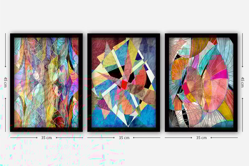 Decorative Framed Painting (3 Pieces) 35x45 - Innredning - Bilder & kunst - Lerretsbilder