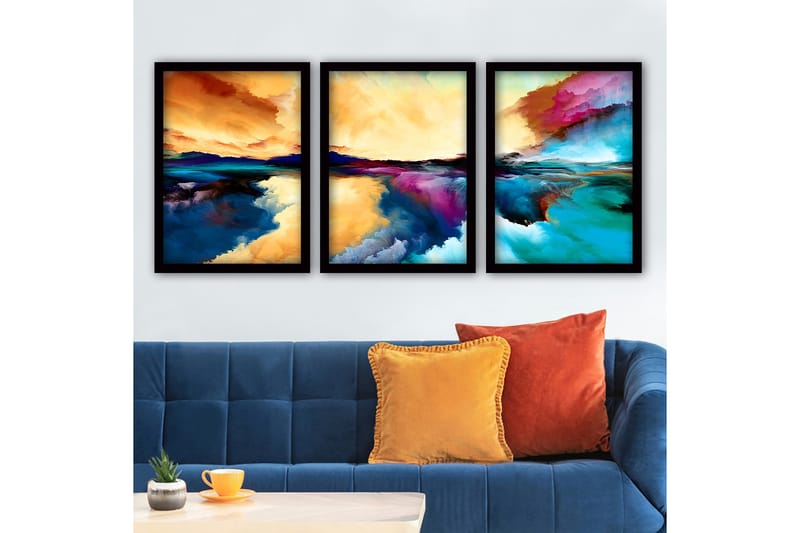 Decorative Framed Painting (3 Pieces) 35x45 - Innredning - Bilder & kunst - Lerretsbilder
