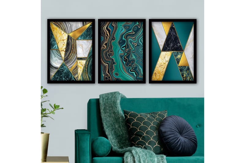 Decorative Framed Painting (3 Pieces) 35x45 - Innredning - Bilder & kunst - Lerretsbilder