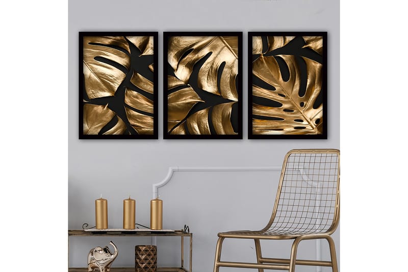 Decorative Framed Painting (3 Pieces) 35x45 - Innredning - Bilder & kunst - Lerretsbilder